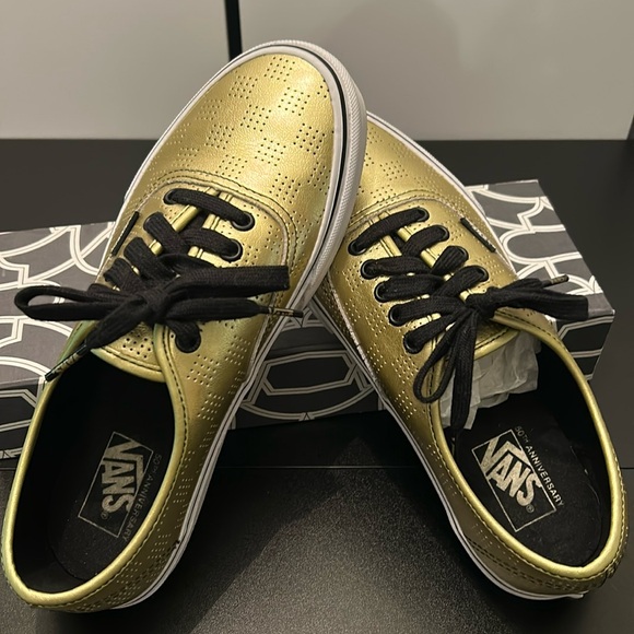 Vans Solid Gold Authentic 50th Anniversary Checkerboard Sneakers M- 6.5 W- 8.0 - Picture 5 of 9